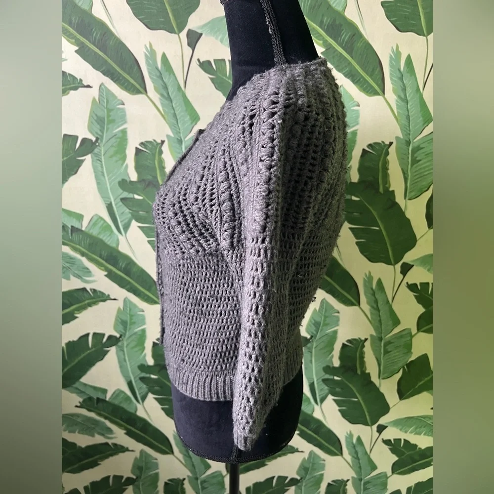 Ann‎ Taylor Womens charcoal gray Merino wool blend cardigan sweater XS